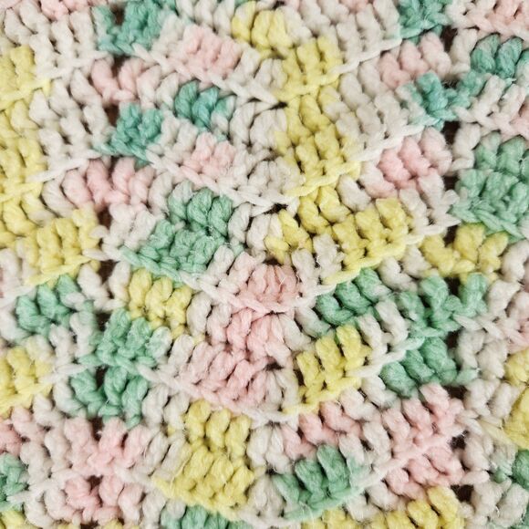Vtg Pastel Crochet Baby Blanket Handmade 42"x60" Granny Easter Spring Rainbow - Picture 4 of 6